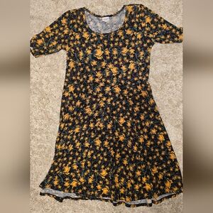 3X LuLaRoe Nicole Black and Yellow Floral Dress